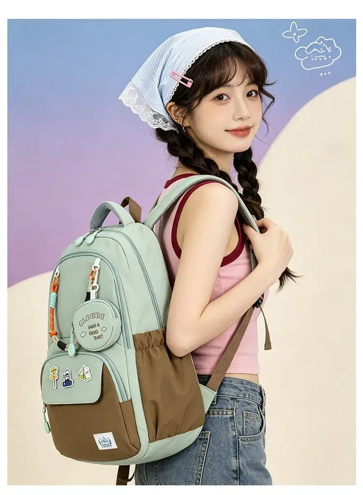 Tas Selempang Wanita Bahan Oxford Motif Print Warna Hijau Resleting Grosir Import