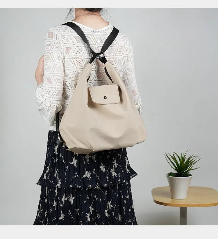 Tas Selempang Wanita Bahan Oxford Polos Model Hobo Tali Panjang Resleting Grosir Import