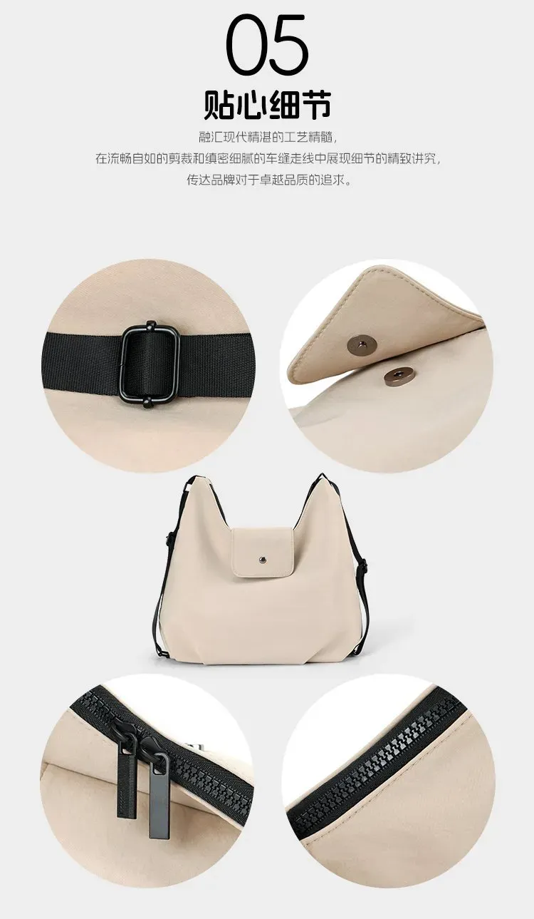 Tas Selempang Wanita Bahan Oxford Polos Model Hobo Tali Panjang Resleting Grosir Import