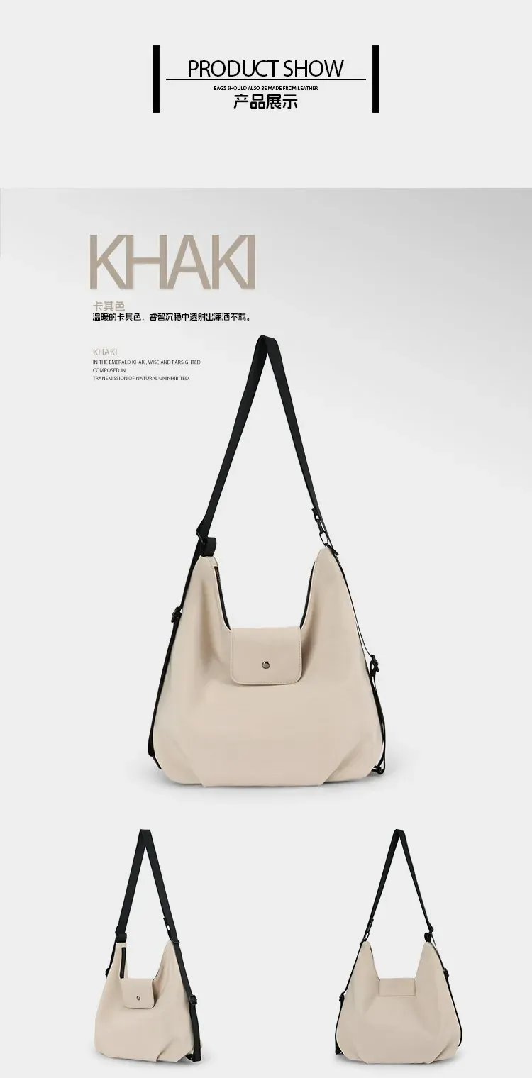 Tas Selempang Wanita Bahan Oxford Polos Model Hobo Tali Panjang Resleting Grosir Import