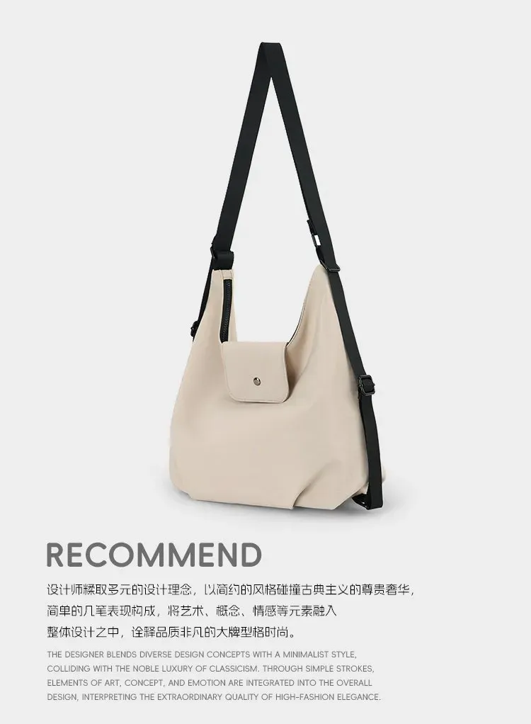 Tas Selempang Wanita Bahan Oxford Polos Model Hobo Tali Panjang Resleting Grosir Import
