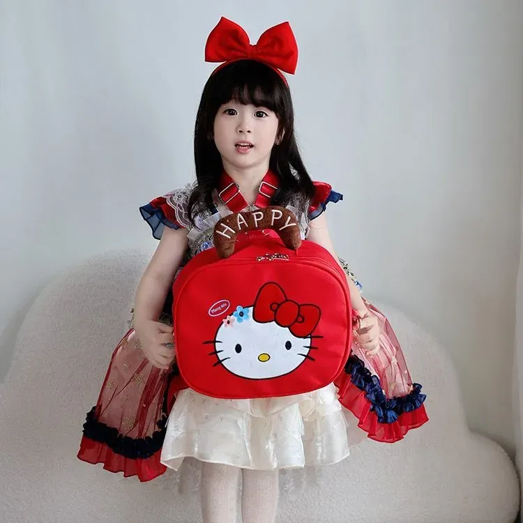 Tas Selempang Anak Bahan Nylon Motif Print Warna Merah Bentuk Kotak Tali Lebar Grosir Import