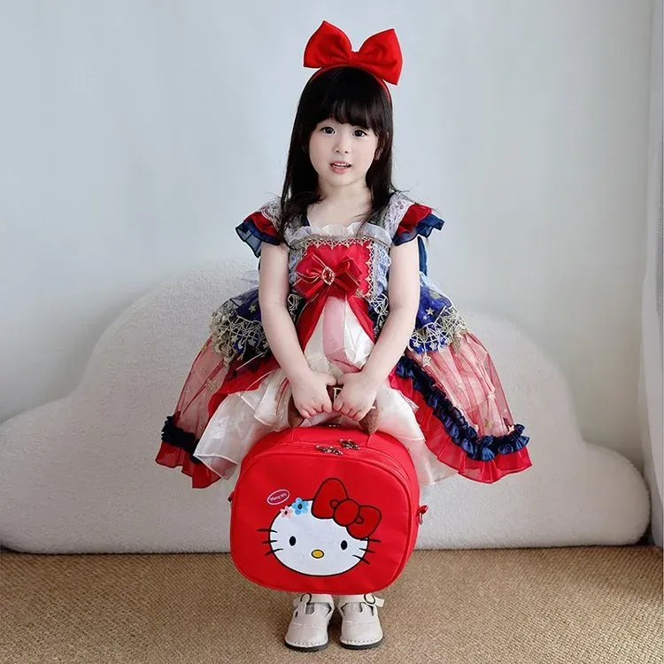 Tas Selempang Anak Bahan Nylon Motif Print Warna Merah Bentuk Kotak Tali Lebar Grosir Import
