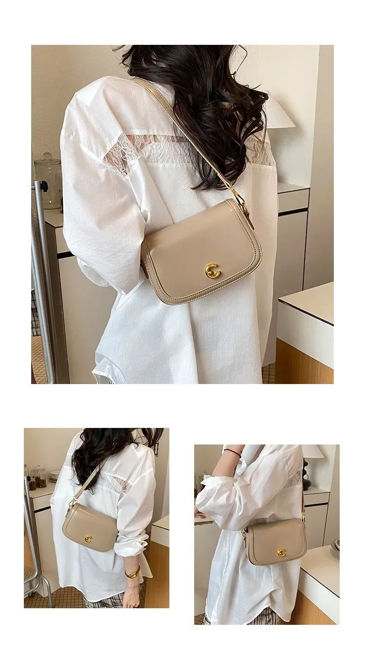 Tas Selempang Wanita Bahan PU Sintetis Polos Warna Hitam Bentuk Kotak Tali Stok Grosir