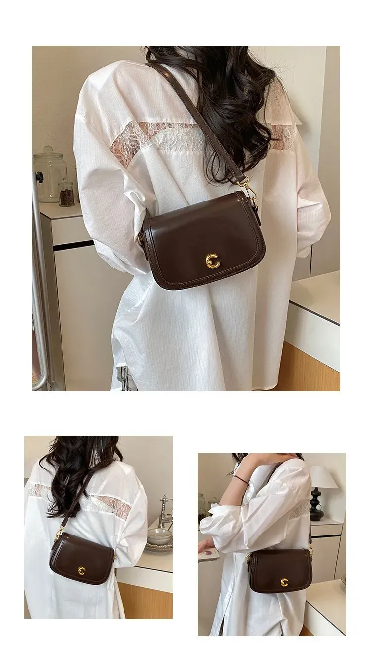 Tas Selempang Wanita Bahan PU Sintetis Polos Warna Hitam Bentuk Kotak Tali Stok Grosir