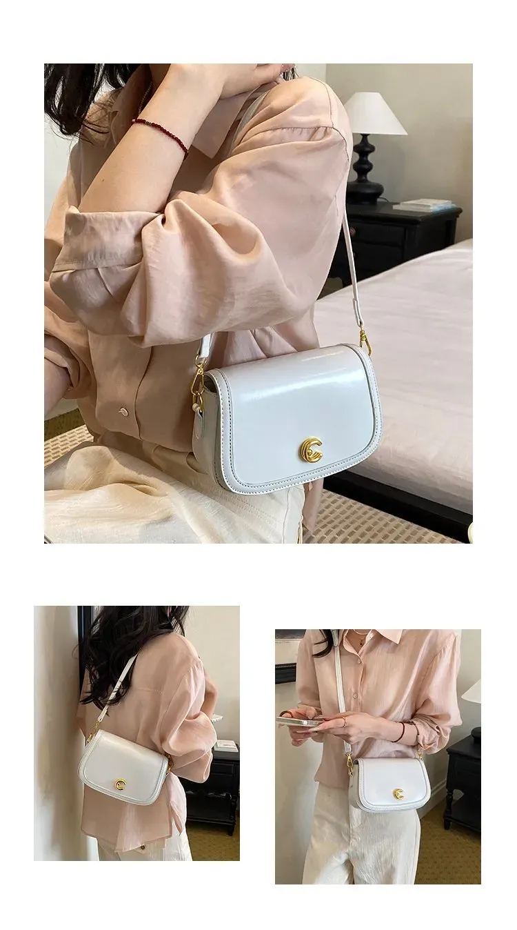 Tas Selempang Wanita Bahan PU Sintetis Polos Warna Hitam Bentuk Kotak Tali Stok Grosir