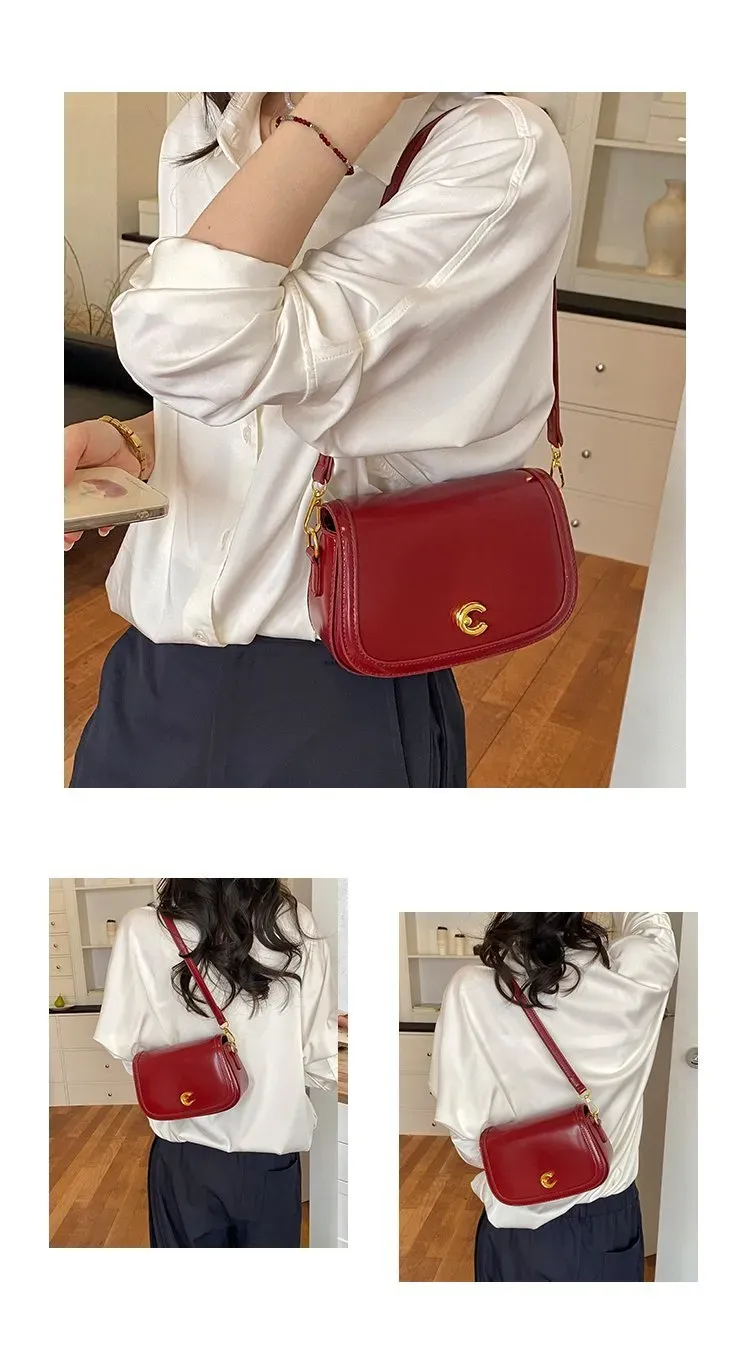 Tas Selempang Wanita Bahan PU Sintetis Polos Warna Hitam Bentuk Kotak Tali Stok Grosir