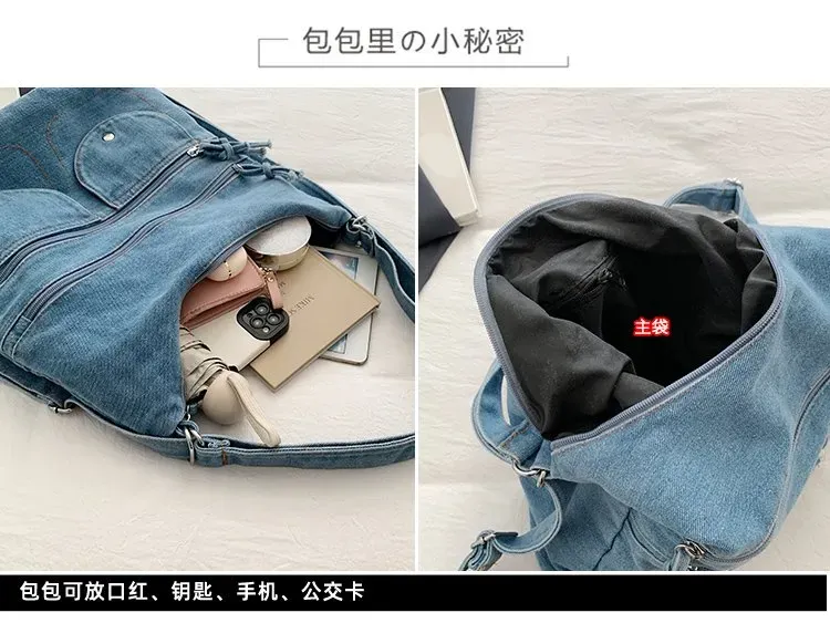 Tas Ransel Wanita Bahan Oxford Warna Biru Kapasitas Besar Resleting Grosir Import