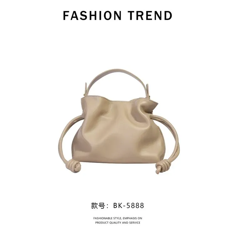 Tas Selempang Wanita Bahan PU Sintetis Polos Warna Beige Bentuk Kotak Tali Serut Grosir Import