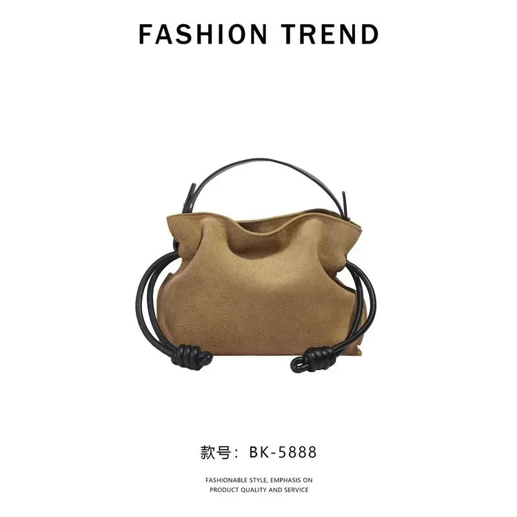 Tas Selempang Wanita Bahan PU Sintetis Polos Warna Beige Bentuk Kotak Tali Serut Grosir Import