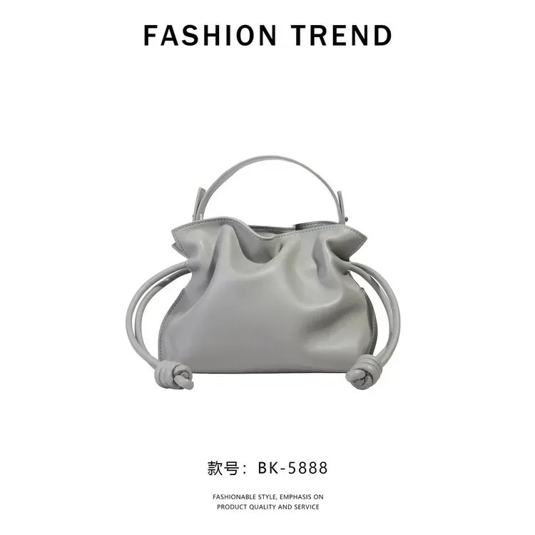 Tas Selempang Wanita Bahan PU Sintetis Polos Warna Beige Bentuk Kotak Tali Serut Grosir Import