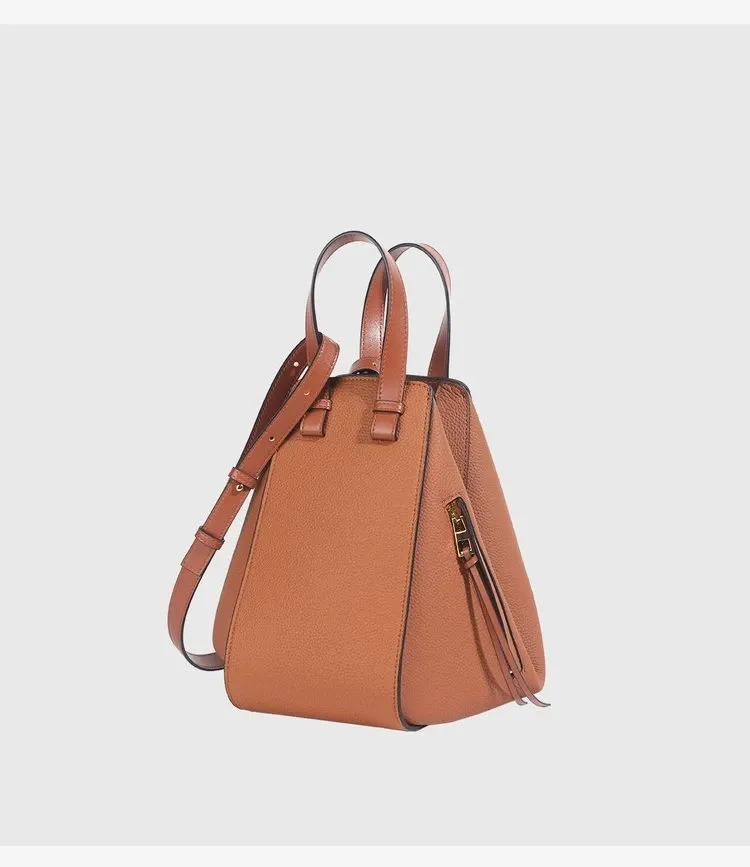 Tas Selempang Wanita Bahan PU Sintetis Polos Bentuk Kotak Tali Lebar Resleting Warna Cokelat