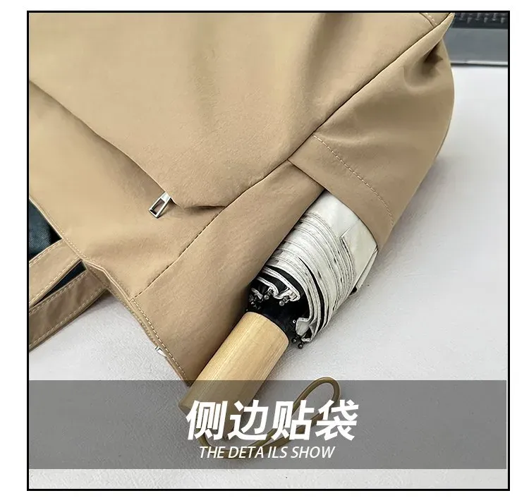 Tas Selempang Wanita Bahan Nylon Polos Bentuk Kotak Tali Lebar Resleting Stok China