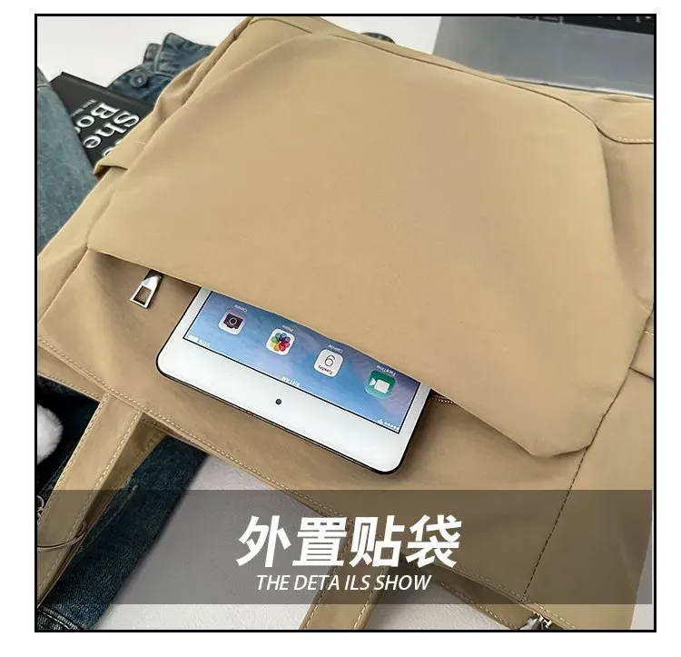 Tas Selempang Wanita Bahan Nylon Polos Bentuk Kotak Tali Lebar Resleting Stok China