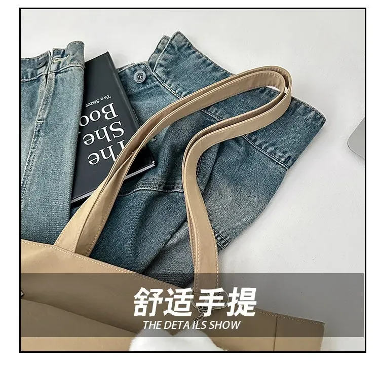 Tas Selempang Wanita Bahan Nylon Polos Bentuk Kotak Tali Lebar Resleting Stok China