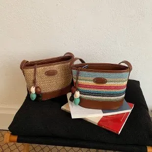 Tas Selempang Wanita Bahan Kain Motif Print Bentuk Kotak Tali Panjang Resleting Model Import