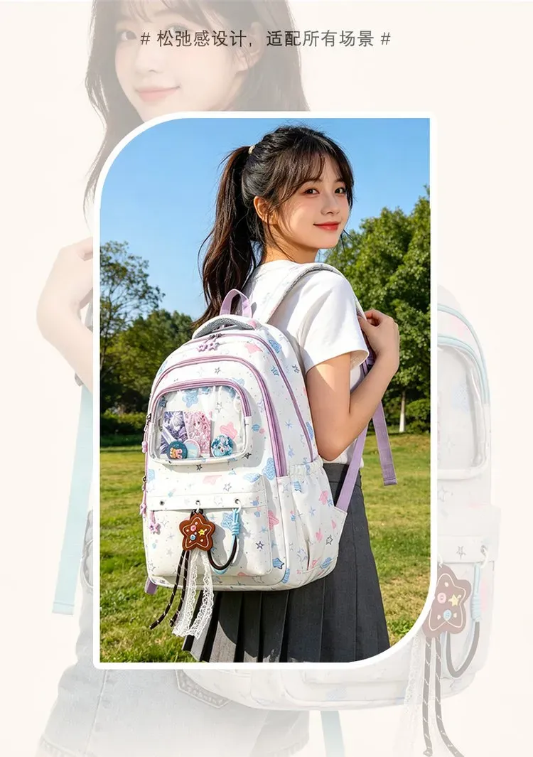 Tas Selempang Wanita Bahan Oxford Motif Print Warna Putih Bentuk Kotak Tali Grosir Import