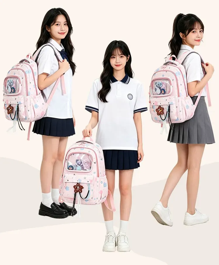 Tas Selempang Wanita Bahan Oxford Motif Print Warna Putih Bentuk Kotak Tali Grosir Import