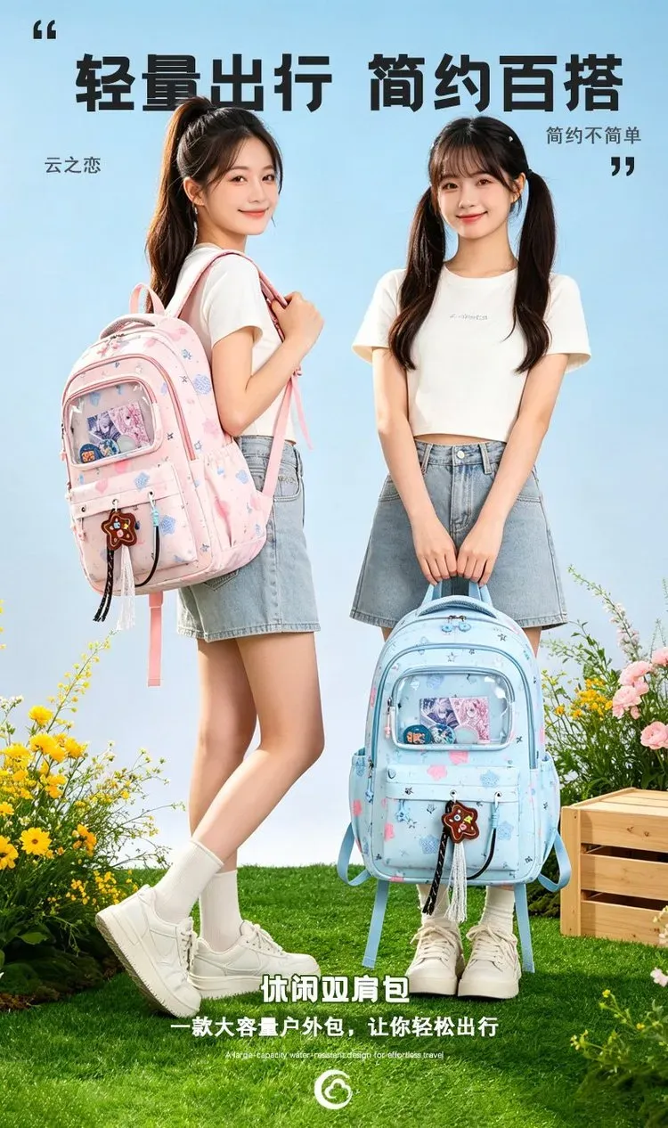 Tas Selempang Wanita Bahan Oxford Motif Print Warna Putih Bentuk Kotak Tali Grosir Import
