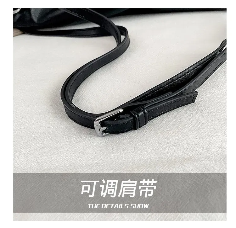 Tas Ransel Wanita Bahan PU Sintetis Polos Warna Hitam Bentuk Kotak Tali Panjang Grosir Import