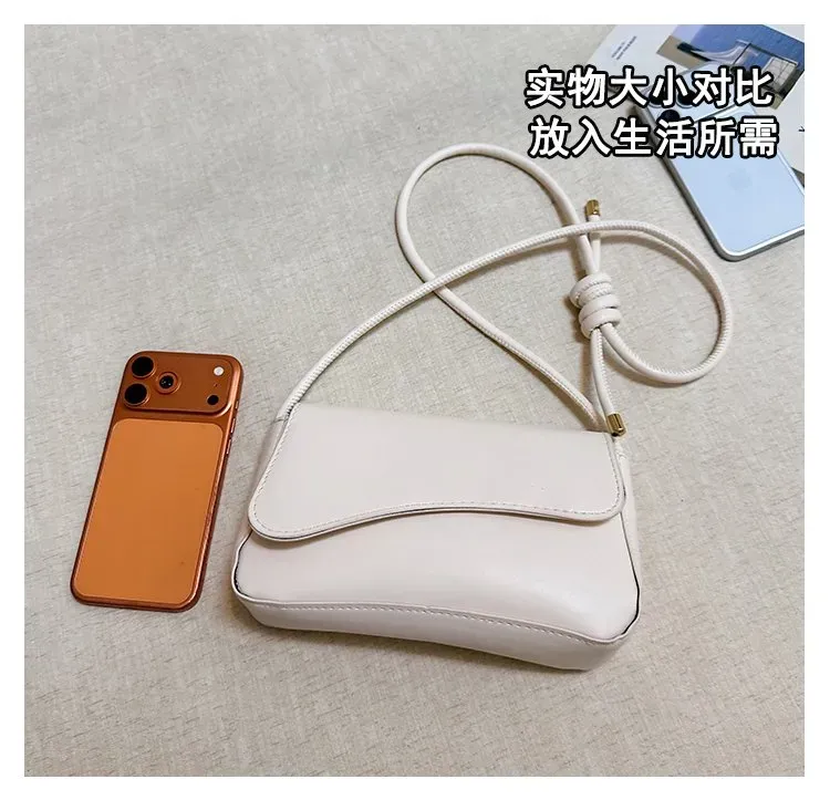 Tas Selempang Wanita Bahan PU Sintetis Polos Warna Putih Bentuk Kotak Tali Lebar Stok Grosir