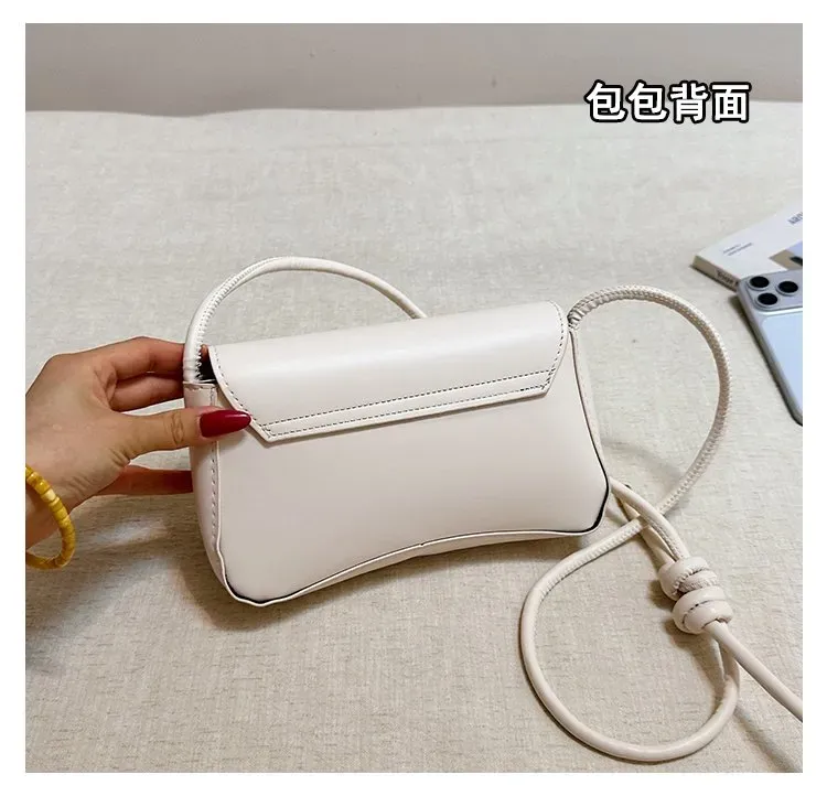 Tas Selempang Wanita Bahan PU Sintetis Polos Warna Putih Bentuk Kotak Tali Lebar Stok Grosir