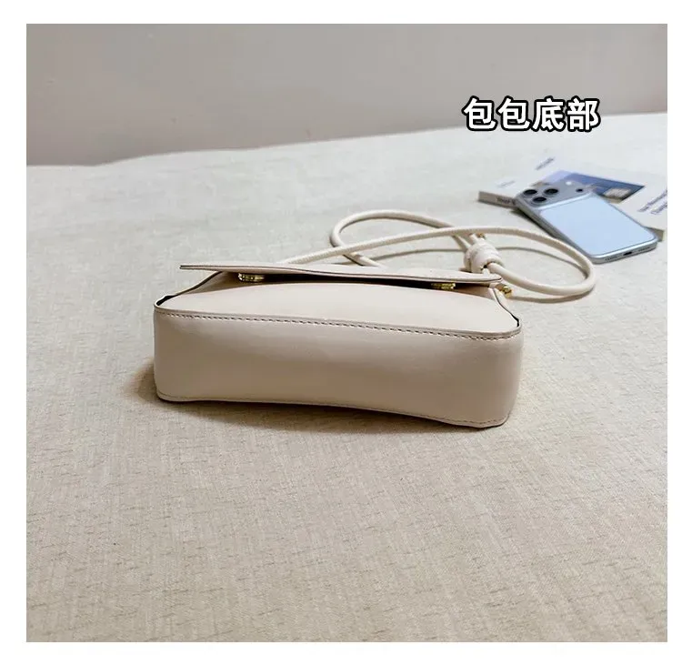 Tas Selempang Wanita Bahan PU Sintetis Polos Warna Putih Bentuk Kotak Tali Lebar Stok Grosir