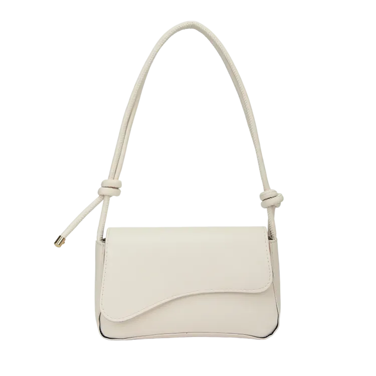 Tas Selempang Wanita Bahan PU Sintetis Polos Warna Putih Bentuk Kotak Tali Lebar Stok Grosir
