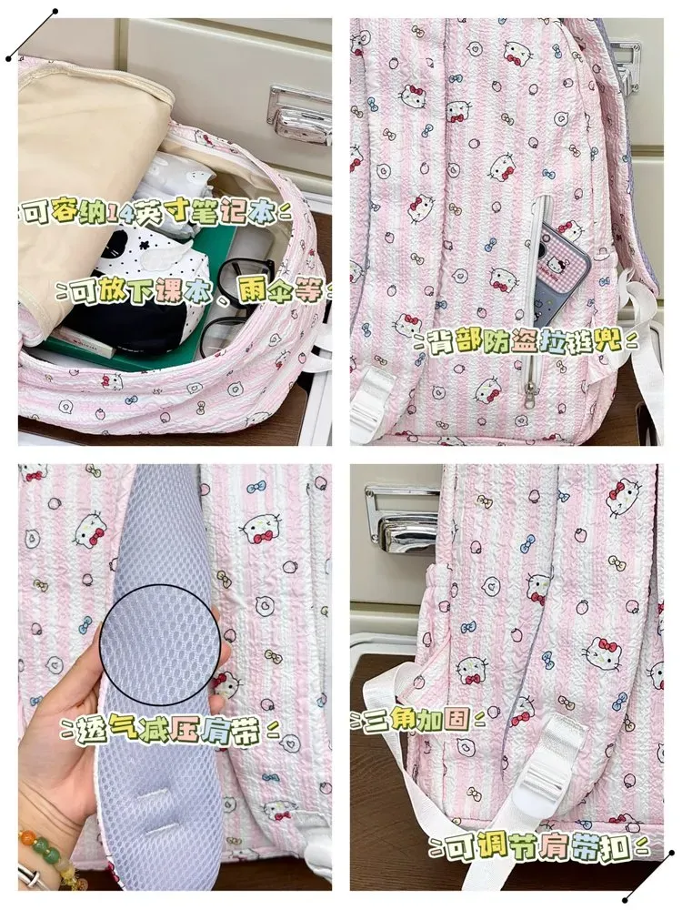 Tas Ransel Wanita Bahan Kain Motif Print Warna Pink Bentuk Kotak Tali Lebar Grosir Import