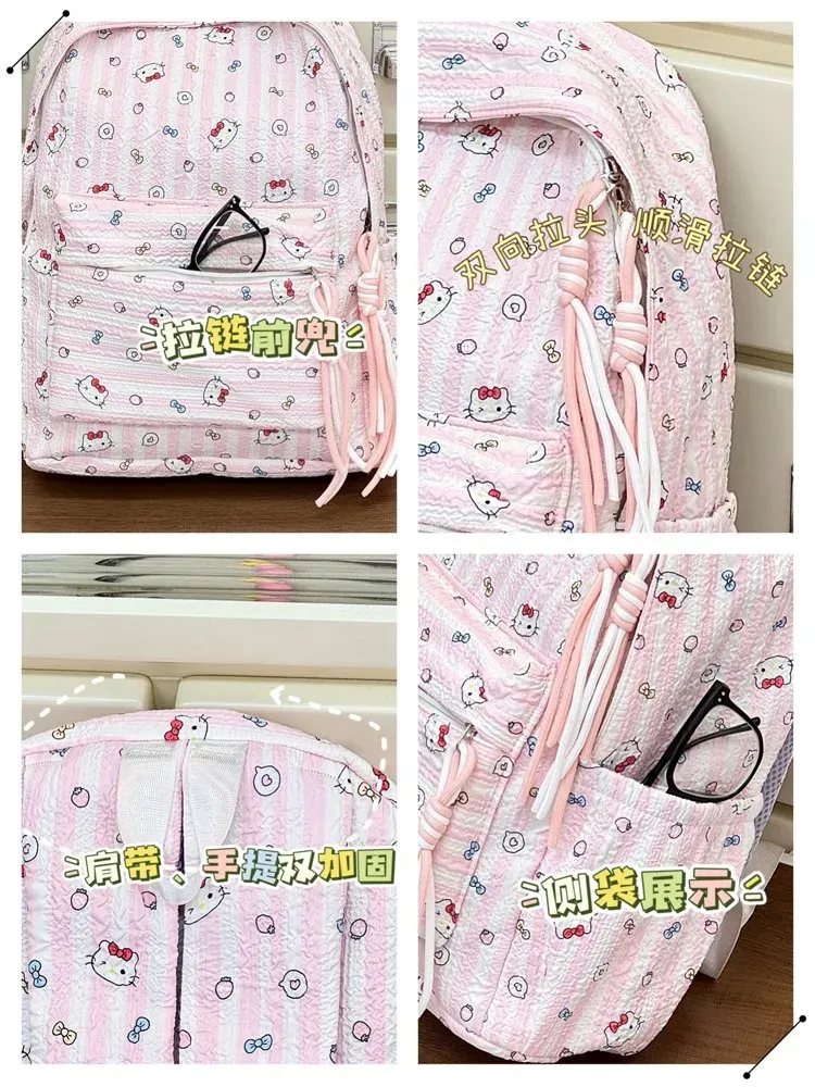 Tas Ransel Wanita Bahan Kain Motif Print Warna Pink Bentuk Kotak Tali Lebar Grosir Import