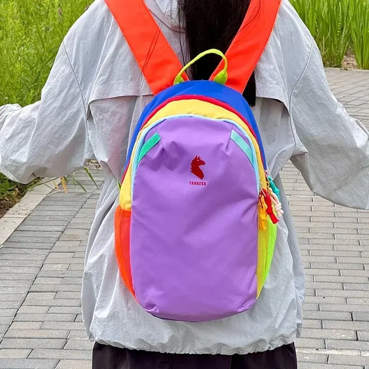 Tas Ransel Wanita Bahan Nylon Motif Polkadot Warna Putih Bentuk Kotak Tali Lebar Grosir Import