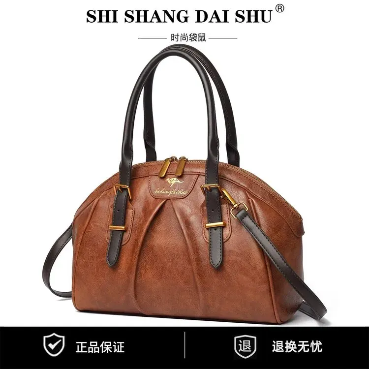 Tas Selempang Wanita Bahan PU Sintetis Polos Bentuk Bulat Tali Lebar Resleting Grosir Import