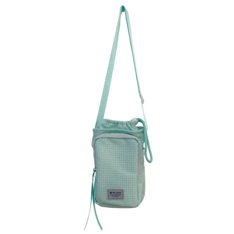 Tas Selempang Wanita Bahan Nylon Polos Warna Hitam Bentuk Kotak Tali Panjang untuk Reseller