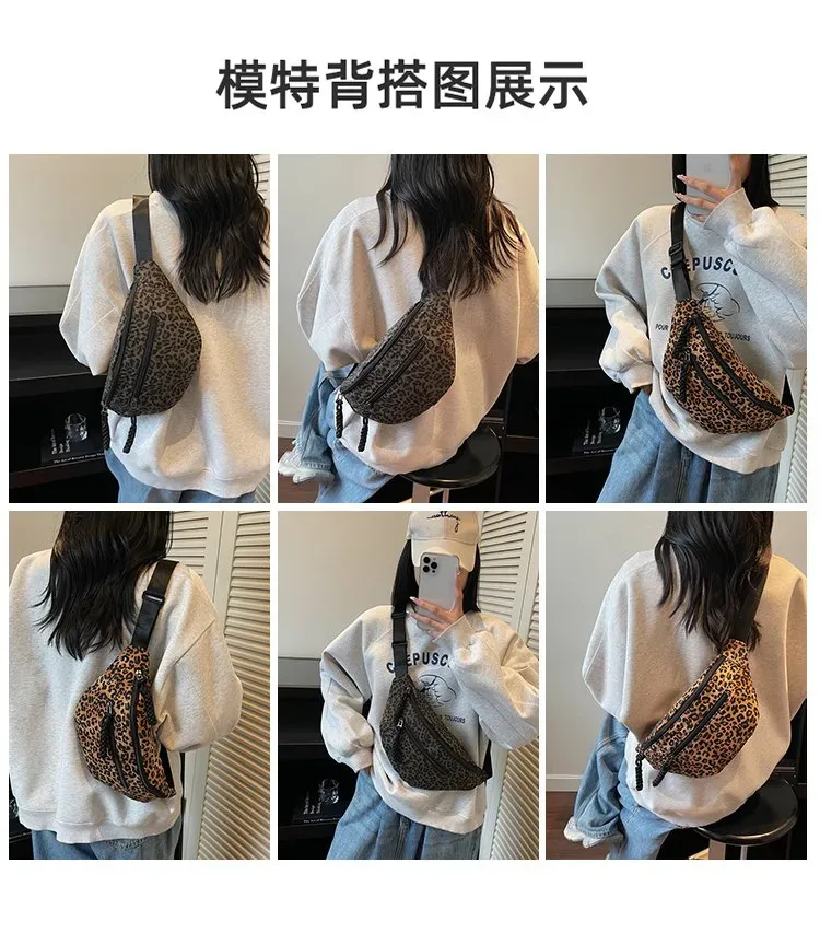 Tas Selempang Wanita Bahan Nylon Motif Print Bentuk Kotak Tali Lebar Resleting untuk Jualan