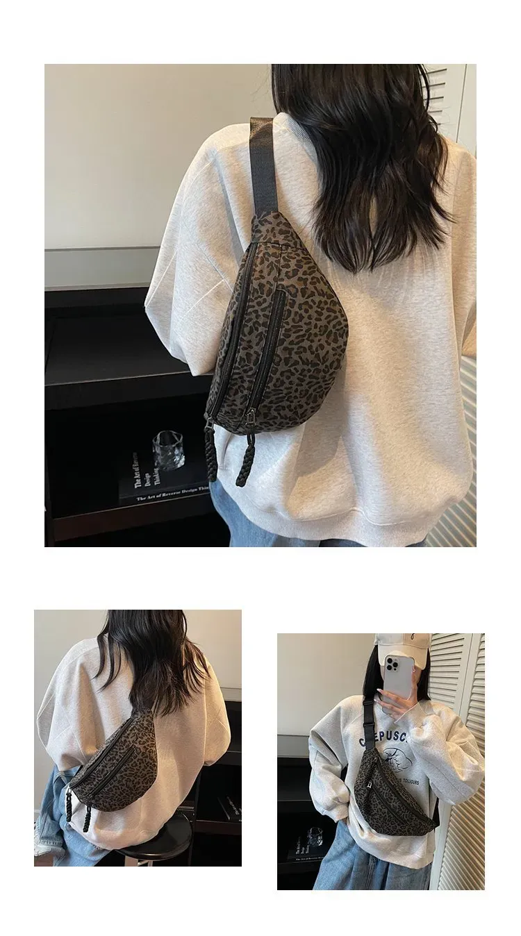 Tas Selempang Wanita Bahan Nylon Motif Print Bentuk Kotak Tali Lebar Resleting untuk Jualan
