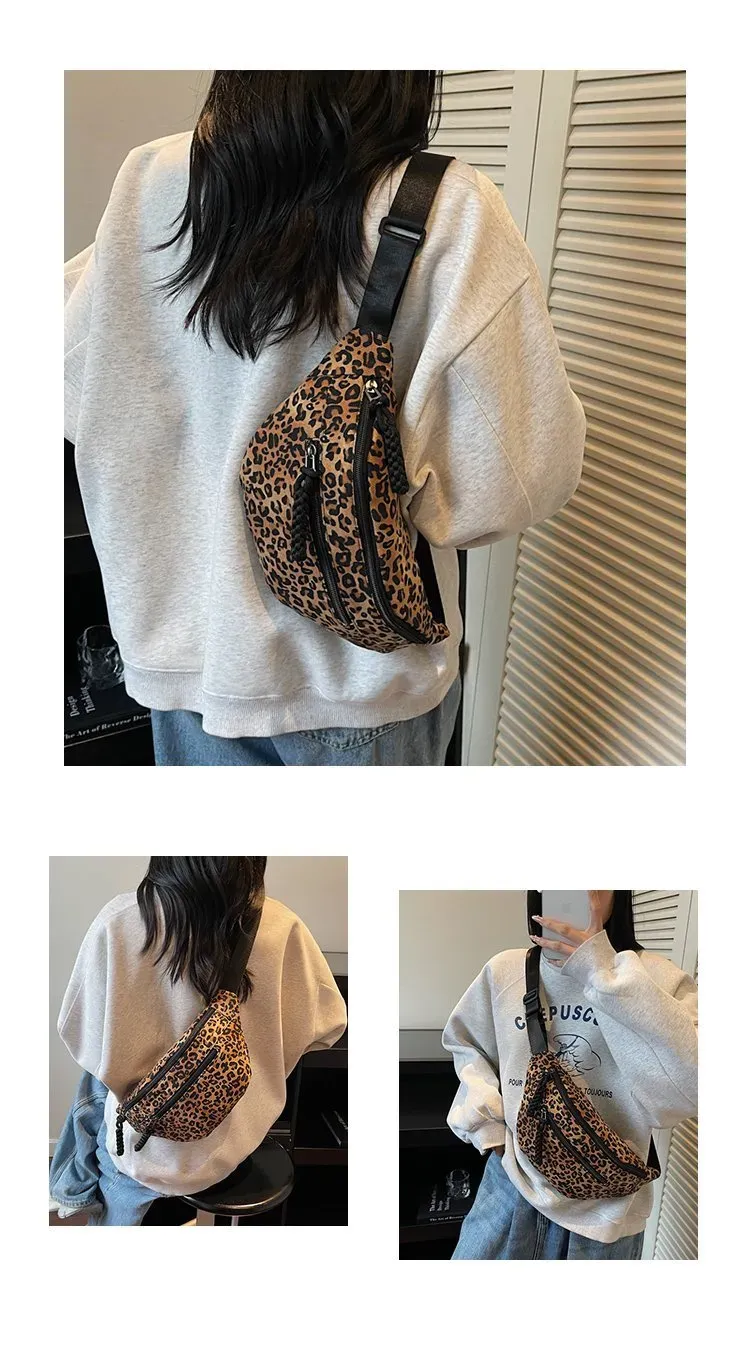 Tas Selempang Wanita Bahan Nylon Motif Print Bentuk Kotak Tali Lebar Resleting untuk Jualan