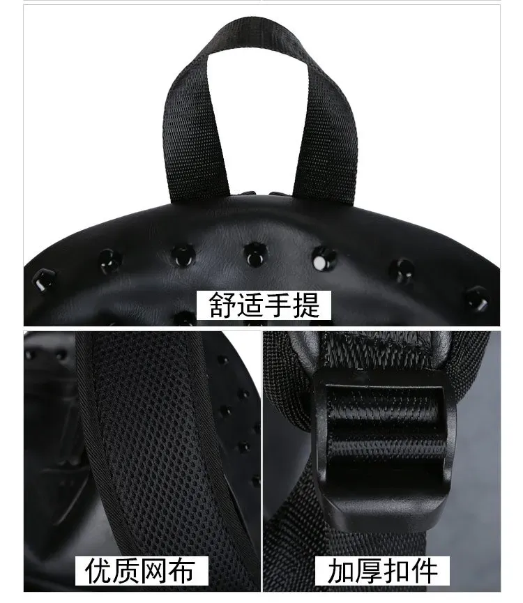 Tas Ransel Pria Bahan PU Sintetis Polos Warna Hitam Bentuk Kotak Tali Lebar untuk Sekolah