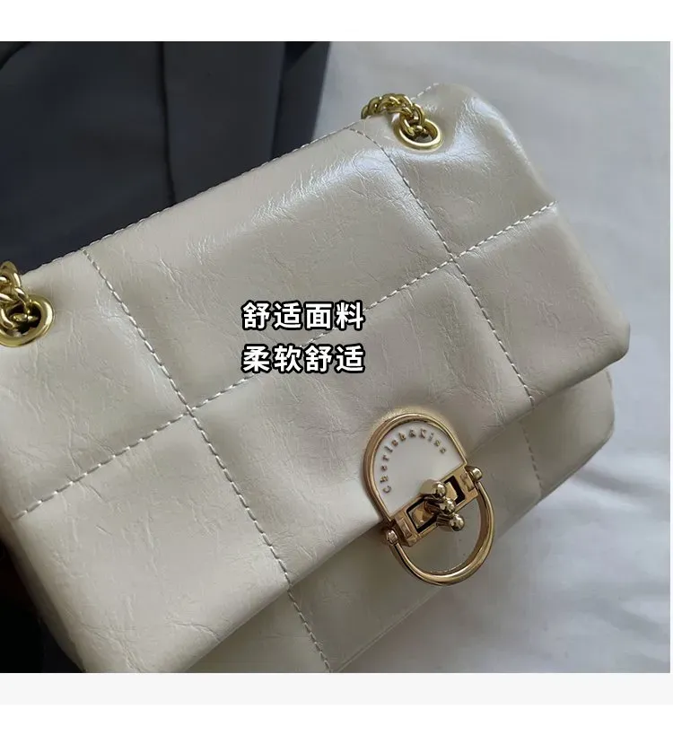 Tas Selempang Wanita Bahan PU Sintetis Polos Warna Putih Bentuk Kotak Tali Katalog Grosir