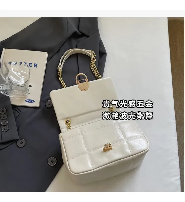 Tas Selempang Wanita Bahan PU Sintetis Polos Warna Putih Bentuk Kotak Tali Katalog Grosir