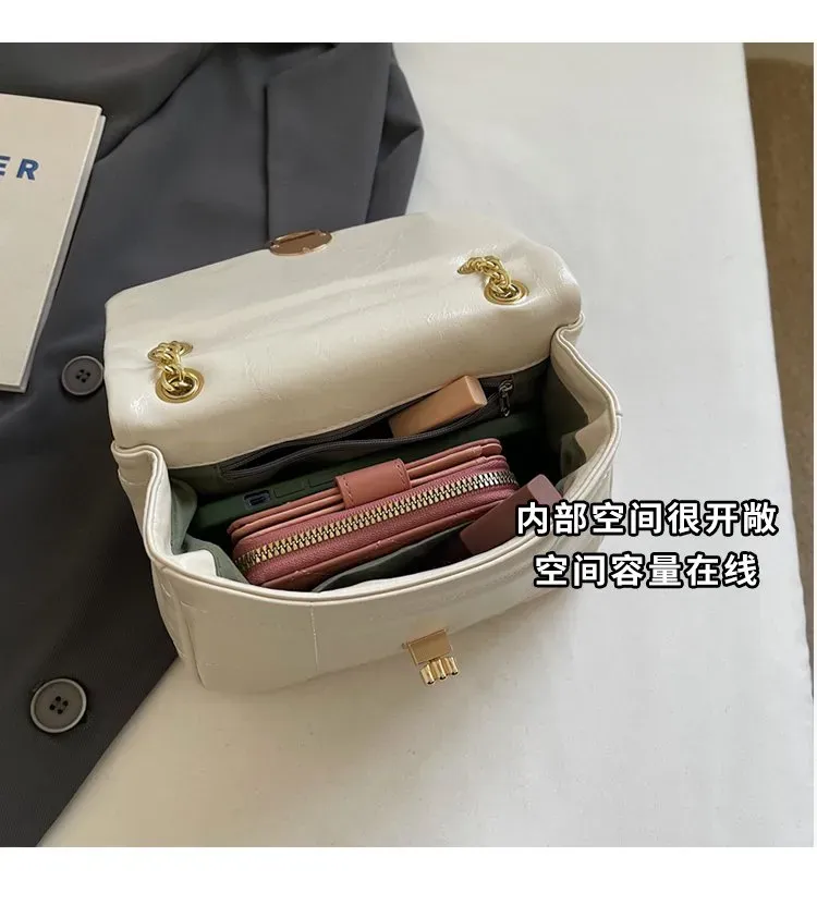 Tas Selempang Wanita Bahan PU Sintetis Polos Warna Putih Bentuk Kotak Tali Katalog Grosir