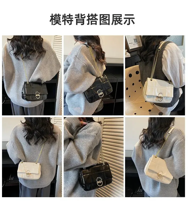 Tas Selempang Wanita Bahan PU Sintetis Polos Warna Putih Bentuk Kotak Tali Katalog Grosir