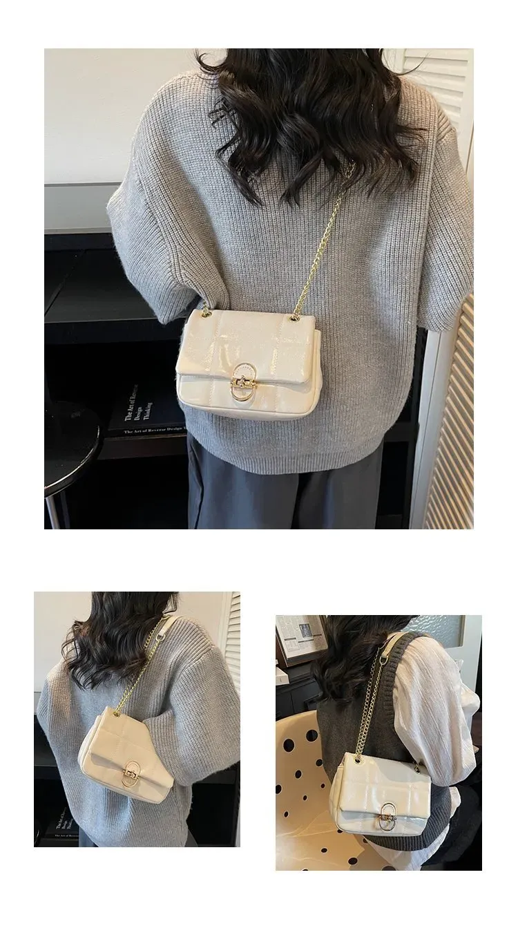 Tas Selempang Wanita Bahan PU Sintetis Polos Warna Putih Bentuk Kotak Tali Katalog Grosir