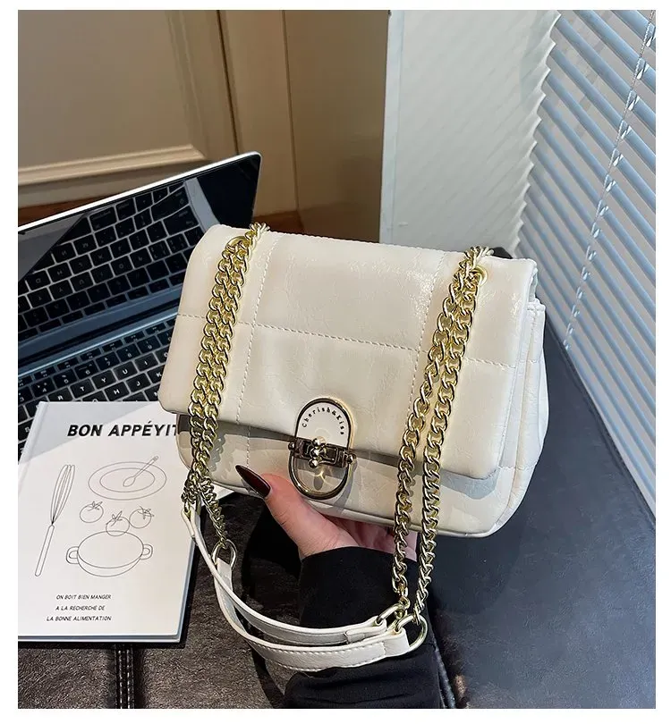 Tas Selempang Wanita Bahan PU Sintetis Polos Warna Putih Bentuk Kotak Tali Katalog Grosir