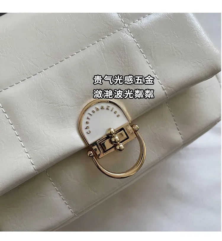 Tas Selempang Wanita Bahan PU Sintetis Polos Warna Putih Bentuk Kotak Tali Katalog Grosir