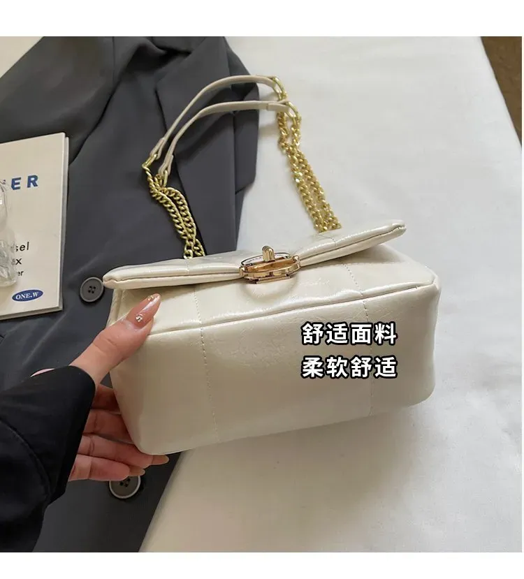 Tas Selempang Wanita Bahan PU Sintetis Polos Warna Putih Bentuk Kotak Tali Katalog Grosir