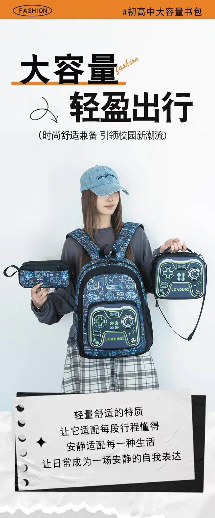 Tas Selempang Pria Bahan Oxford Motif Print Warna Biru Bentuk Kotak Tali Panjang Grosir Import