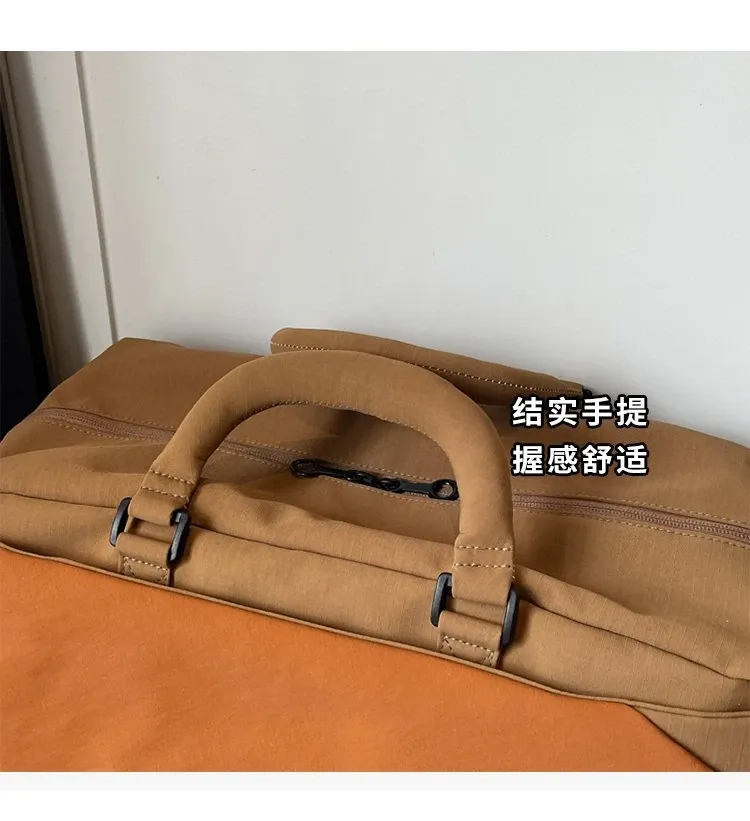 Tas Selempang Pria Bahan Nylon Polos Warna Cokelat Bentuk Kotak Tali Rantai Grosir Import