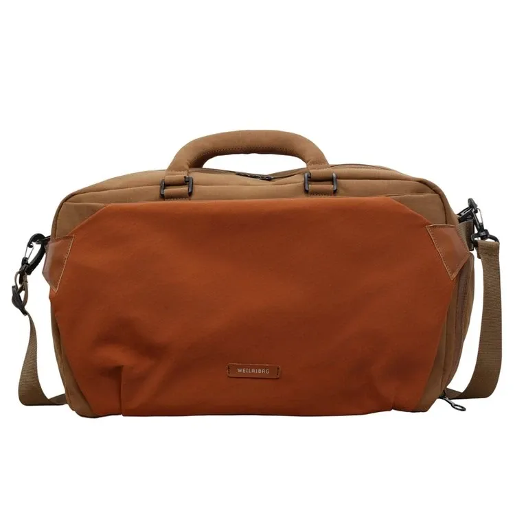 Tas Selempang Pria Bahan Nylon Polos Warna Cokelat Bentuk Kotak Tali Rantai Grosir Import