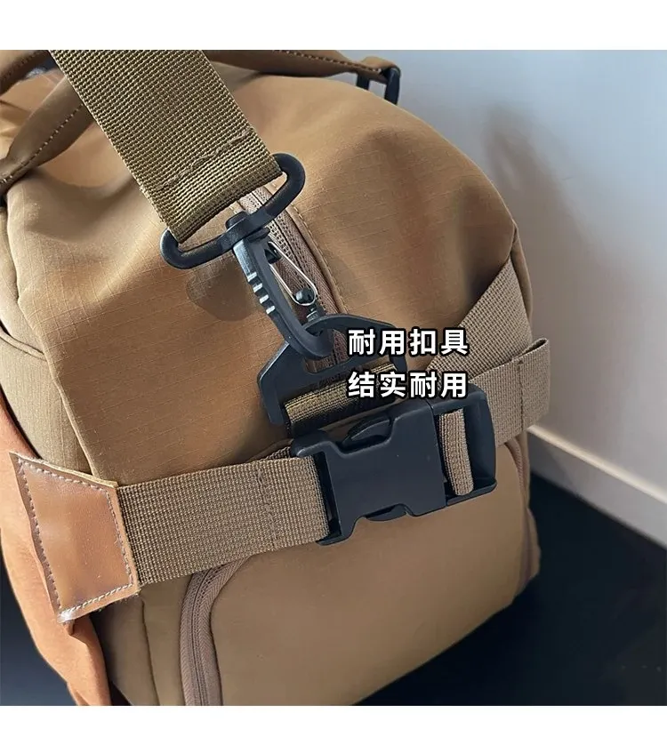 Tas Selempang Pria Bahan Nylon Polos Warna Cokelat Bentuk Kotak Tali Rantai Grosir Import