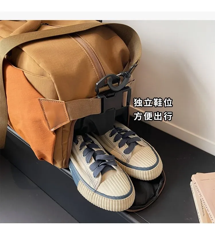 Tas Selempang Pria Bahan Nylon Polos Warna Cokelat Bentuk Kotak Tali Rantai Grosir Import